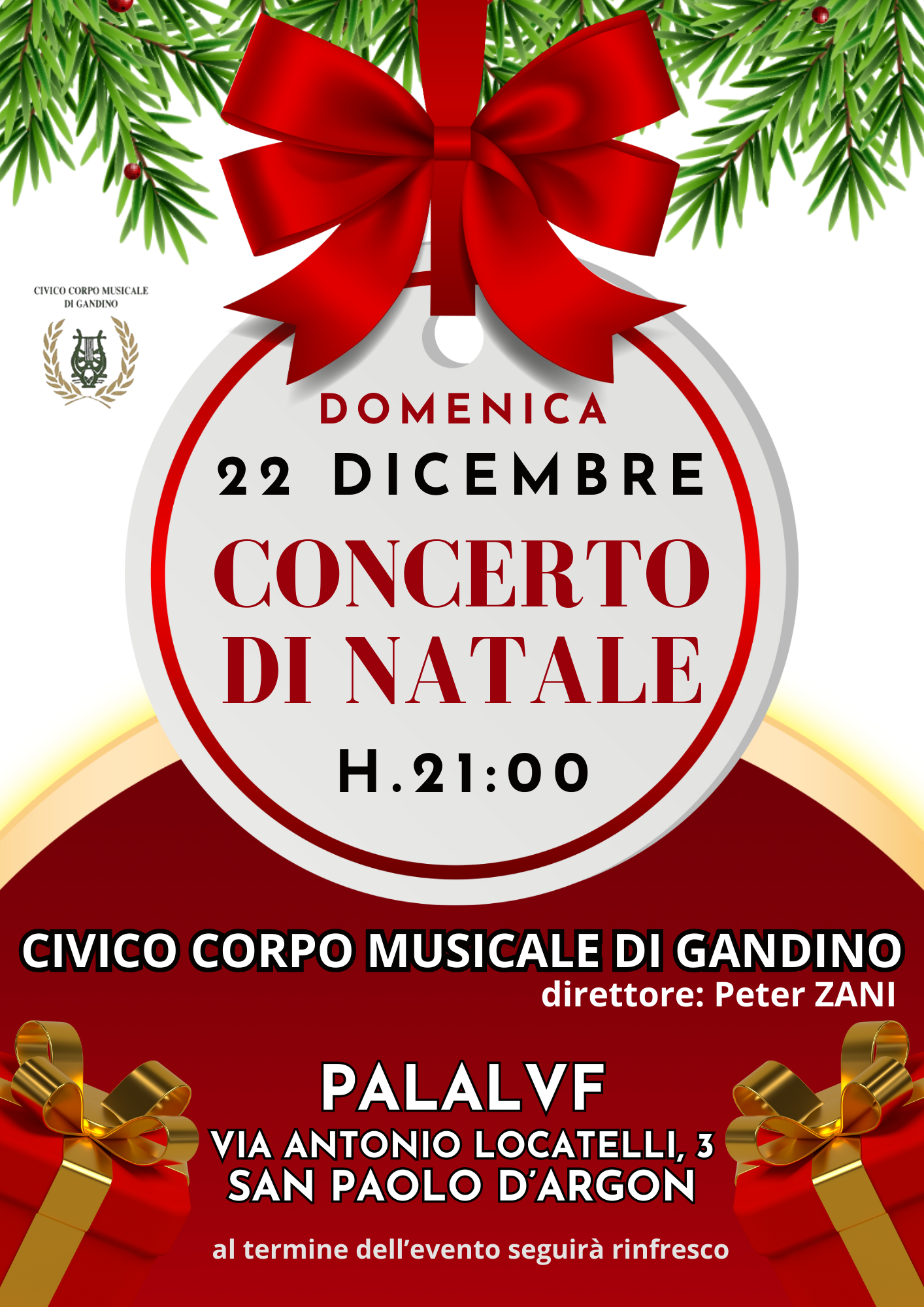 CIVICO CORPO MUSICALE DI GANDINO - 22 DICEMBRE 2024 ORE 21:00 - PALA LVF - SAN PAOLO D'ARGON