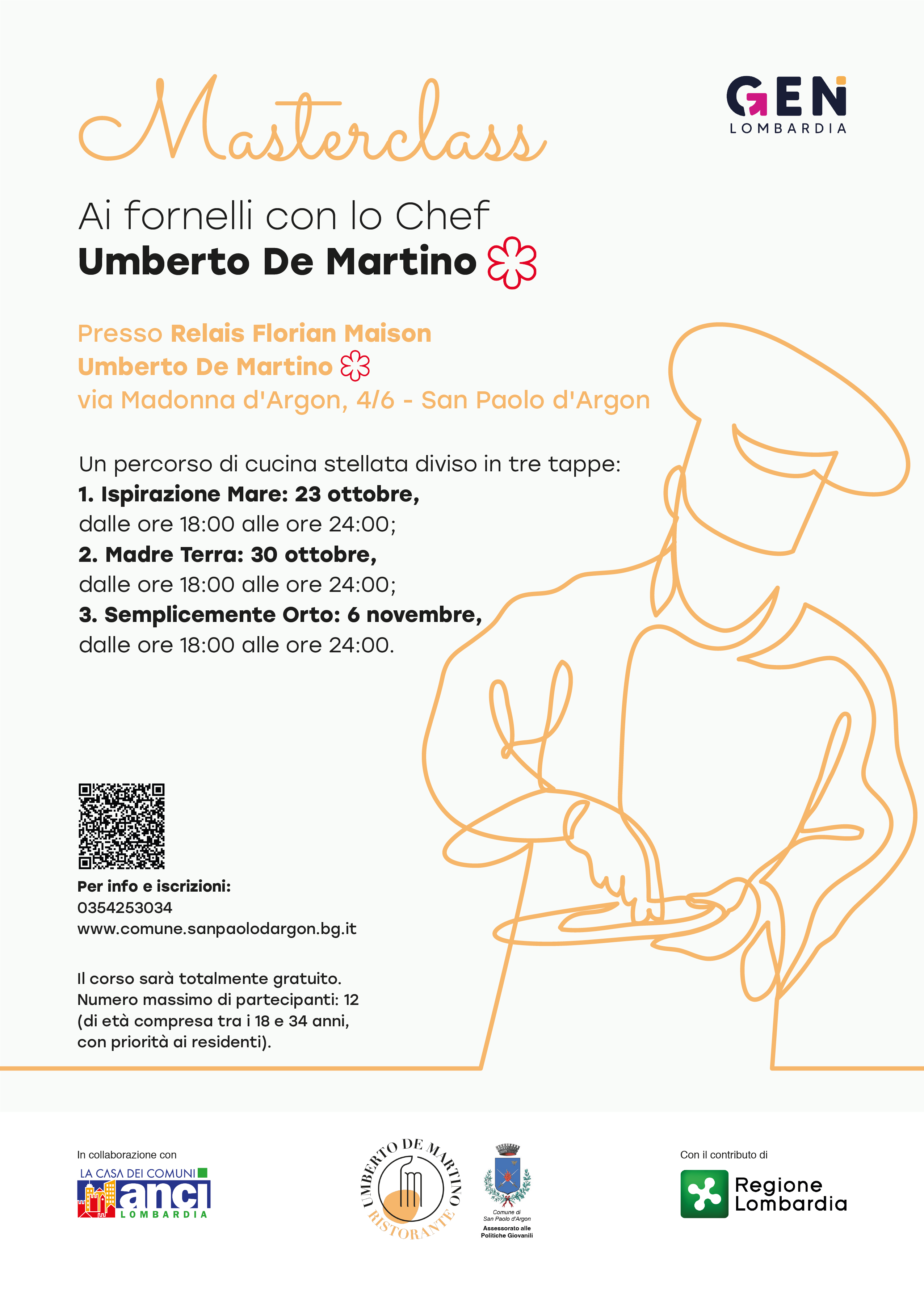 Corso di cucina teorico e pratico con lo Chef Stellato Umberto De Martino. Iscrizioni entro il giorno 13 ottobre alle ore 12.00